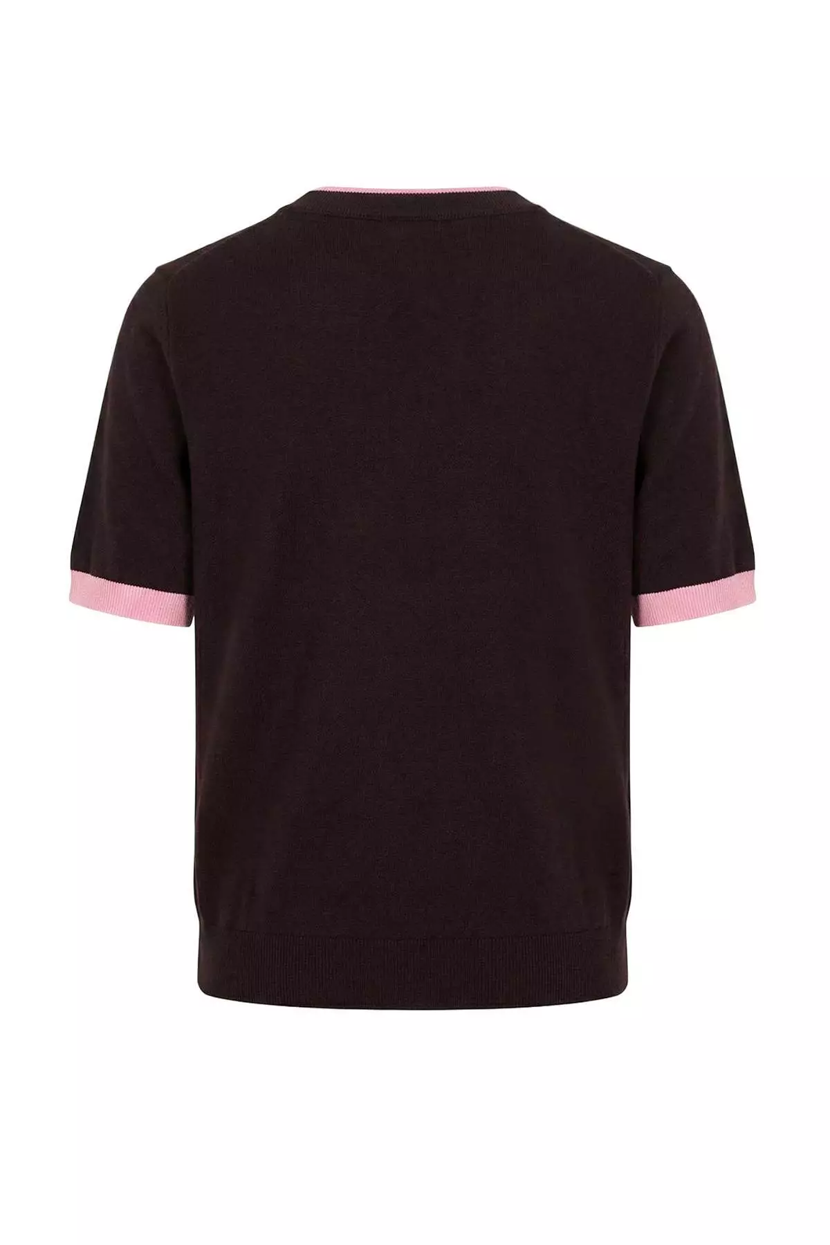 Wardrobe Essentials Brown Premium Yarn Color Block Crew Neck Knitwear Blouse Twoss26Bz133