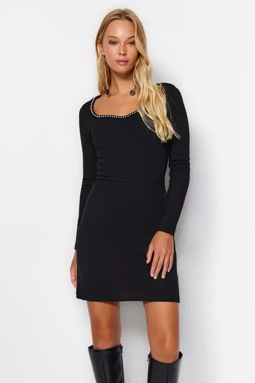 Pearl Detailed Mini Knit Dress