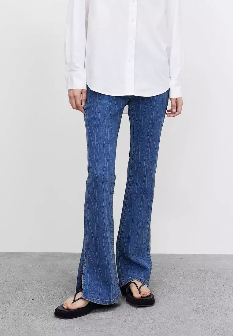 Split Hem Flare Leg Jeans