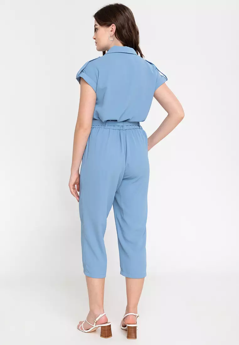Buy Krizia Cotton Blend Lapel Blouse And Pants 2 Piece Set Terno