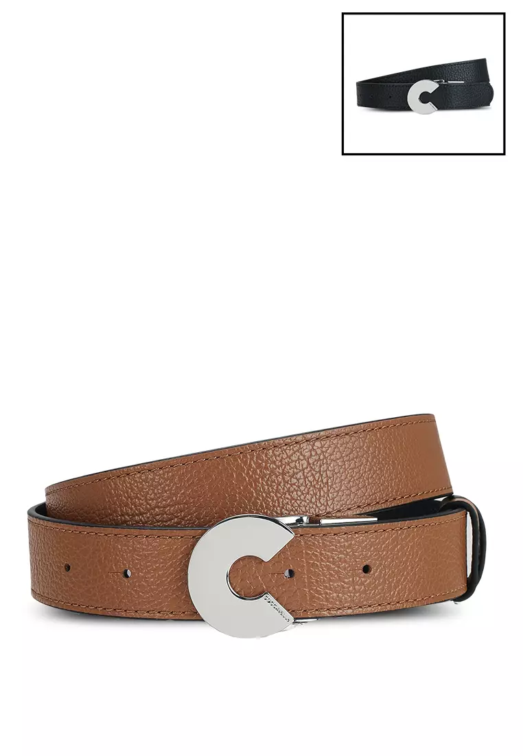 Buy Coccinelle Logo C Reversible Leather Belt in Cuir Brown/Noir Black 2024  Online | ZALORA Singapore