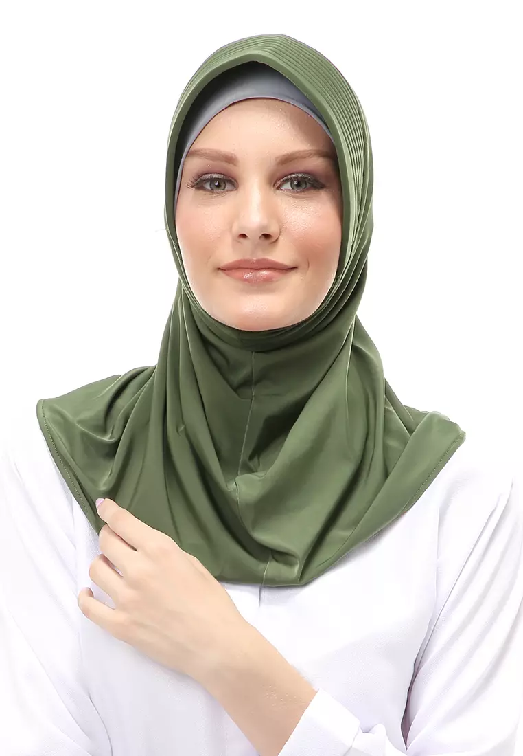 Layla Hijab Sport Instan Wanita Muslimah Relaxed Fit - Army