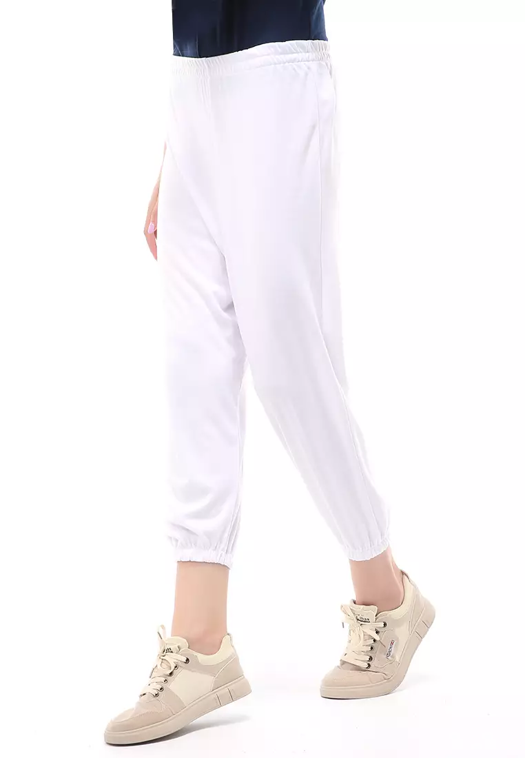 Nabila Legging Karet Muslimah Polos Bawahan Wanita Regular Fit - Putih