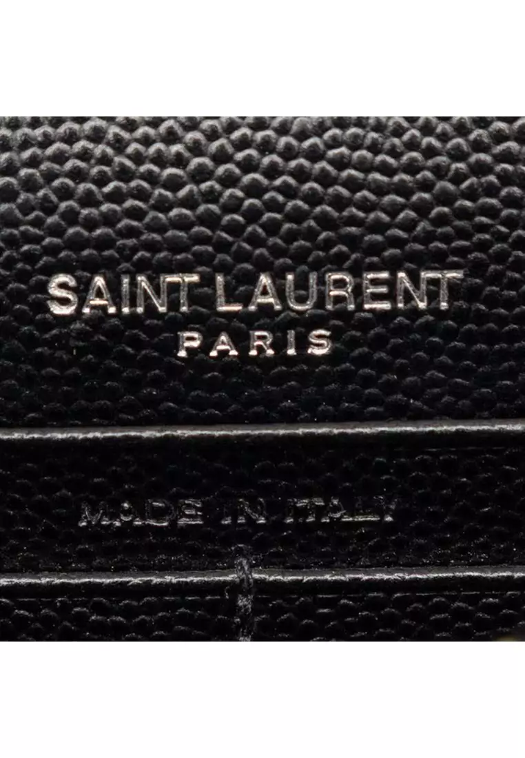 Pre-Loved Saint Laurent Grain De Poudre Cassandre Envelope Chain Wallet
