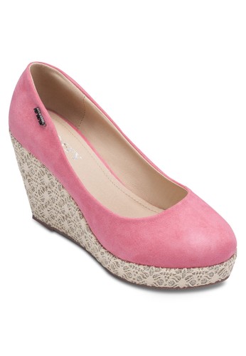 鉤花麂皮楔形鞋, 女zalora時尚購物網的koumi koumi鞋, 厚底楔形鞋