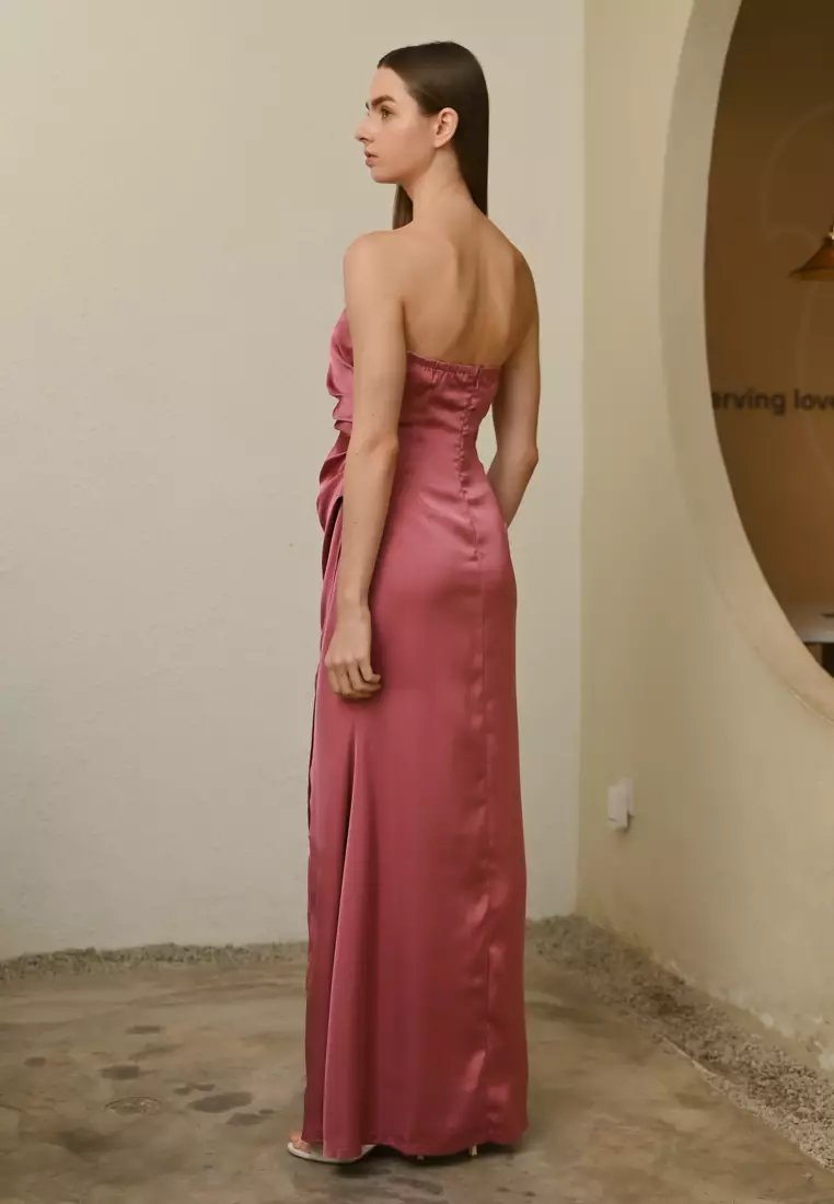 抹胸丝绸连衣裙