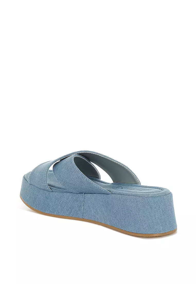 Denim Flatform Slip Ons