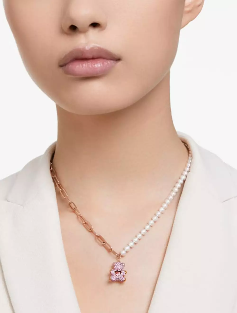 Teddy Pendant, Bear, Pink, Rose Gold-Tone Plated - Pink