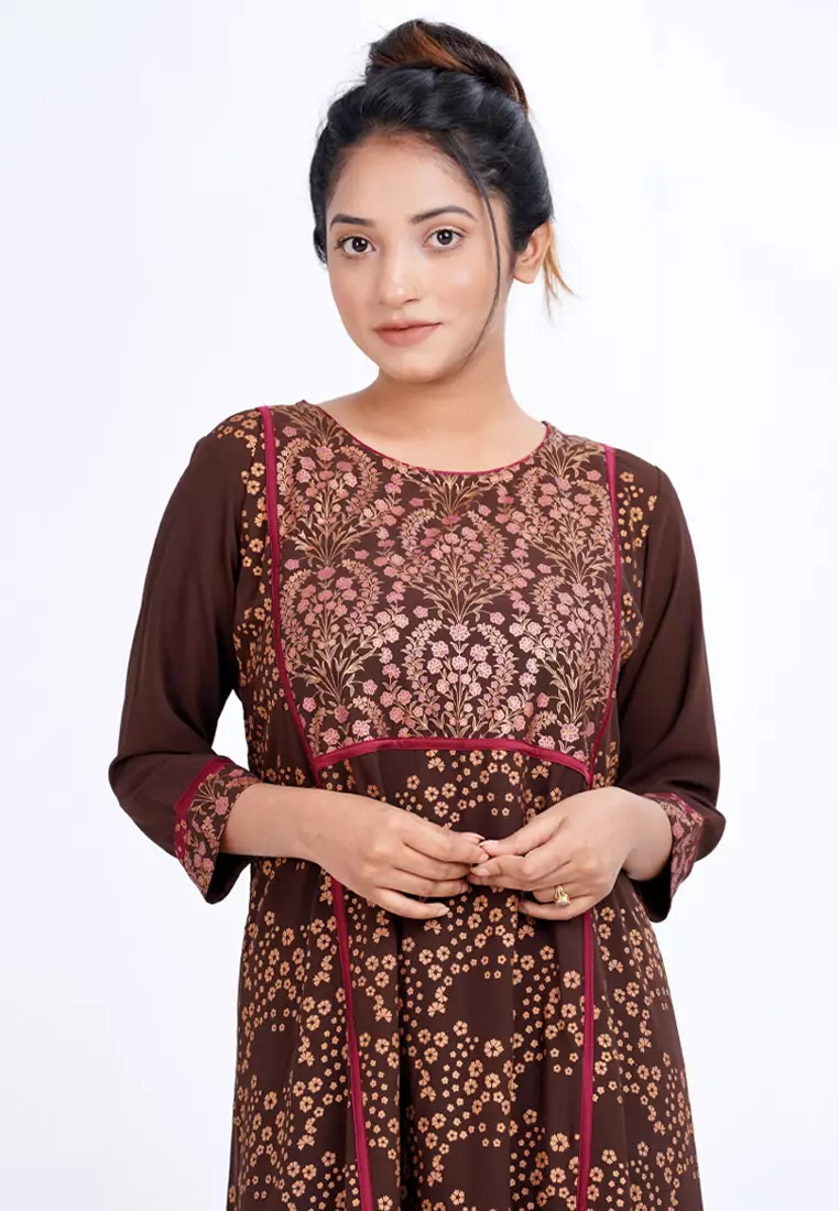 Le Reve Floral Pattern Fit & Flare Long Tunic