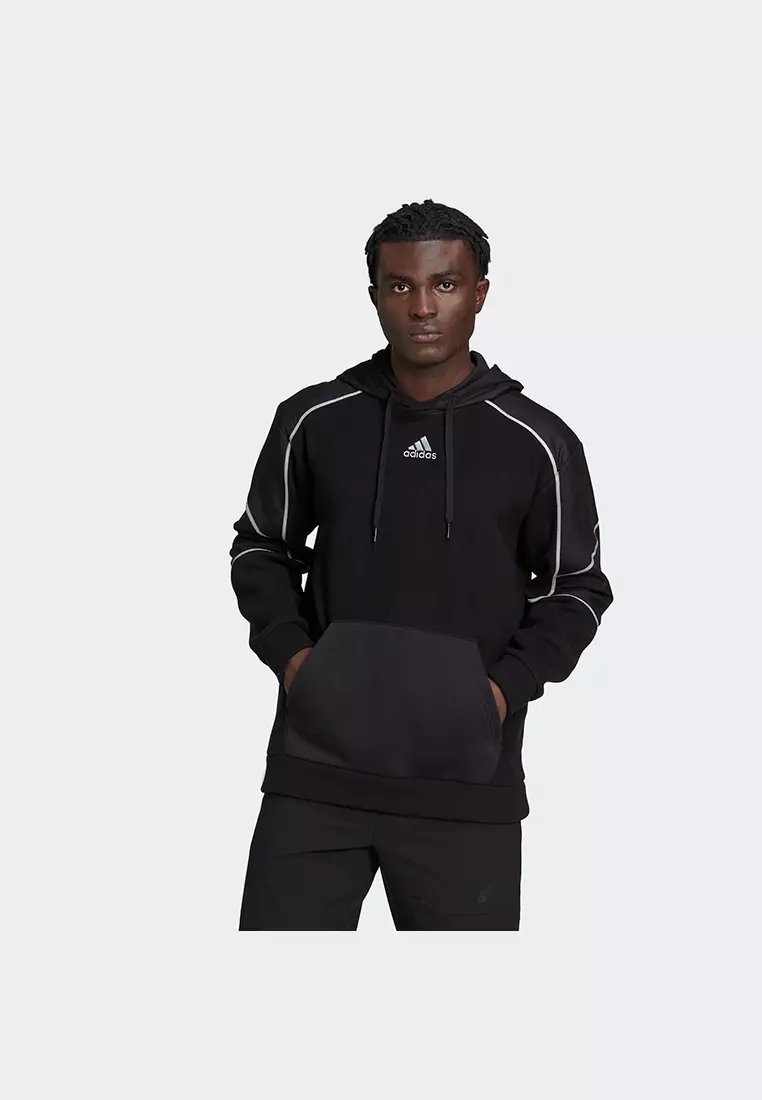 ADIDAS Adult MALE ESSENTIALS REFLECT IN THE DARK POLAR FLEECE HOODIE ...