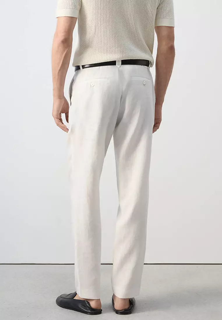 Slim-Fit 100% Linen Trousers