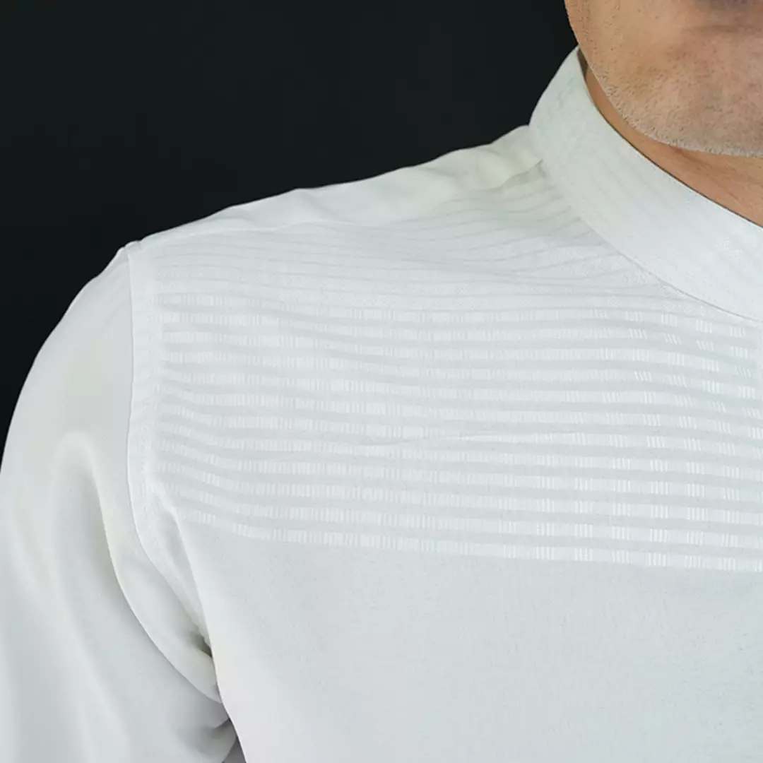 Casella Baju Koko Pria Lengan Pendek | Baju Koko Horizontal Harun 4105 White