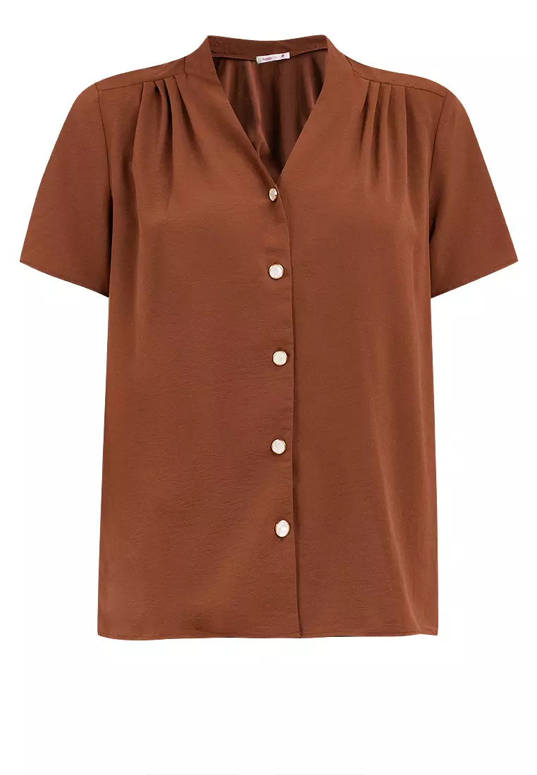 Czaron Shirred Shoulder Blouse