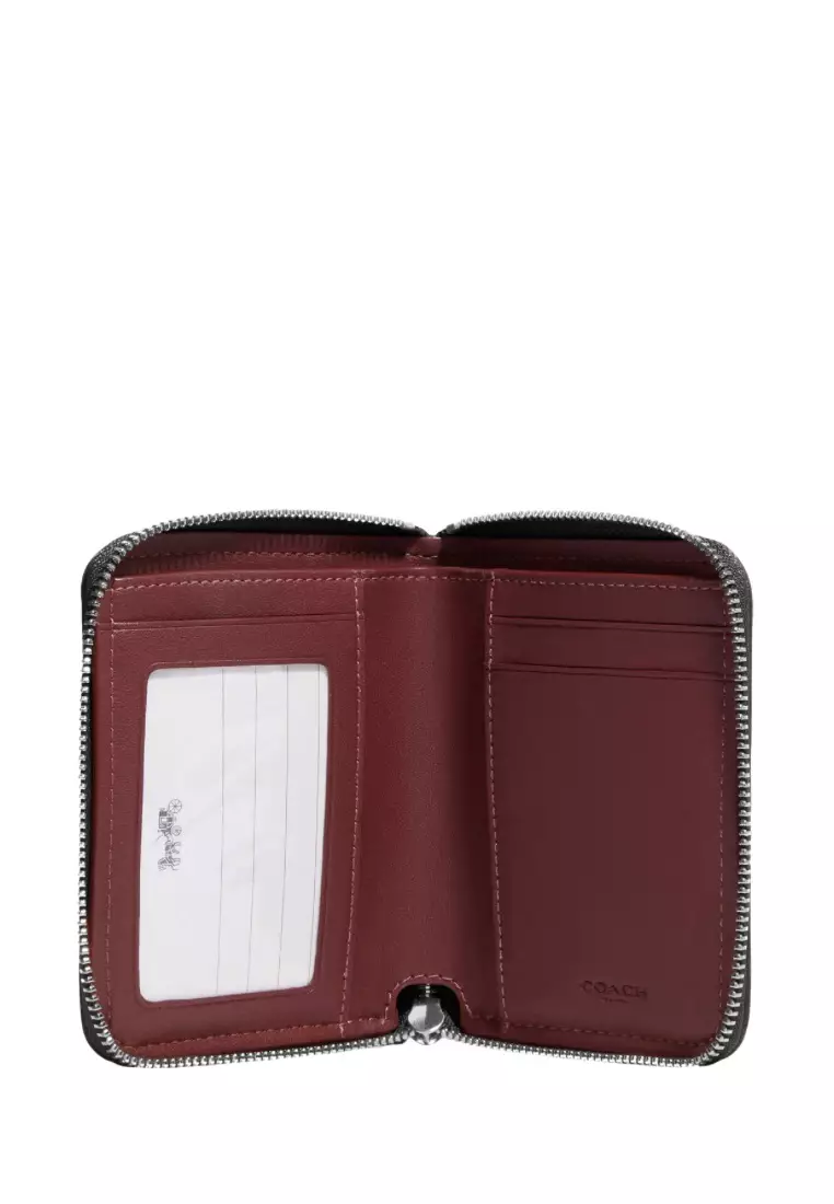 Small Zip Around Wallet In Signature Jacquard Black Smoke