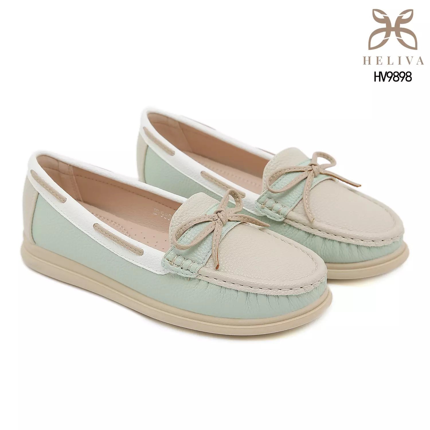 Heliva Miruna Colorblock Moccasin Loafers with Bow Accent HV9898