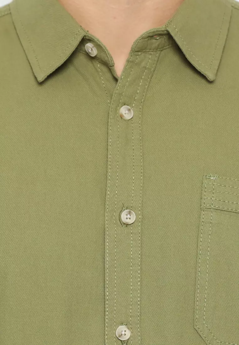 POLICE Kemeja Polos Cotton Avocado Regular Fit Pria