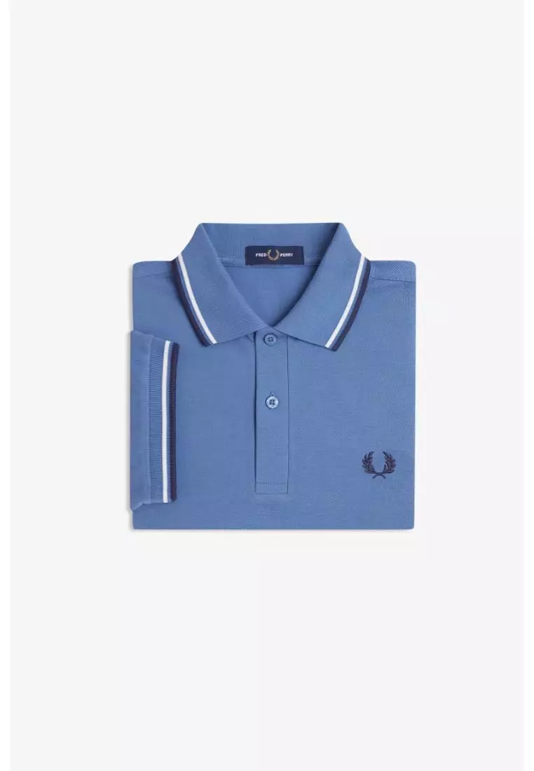 Fred Perry M3600 Twin Tipped Fred Perry Shirt (Ace Blue / Snow White / Tennis Blue)