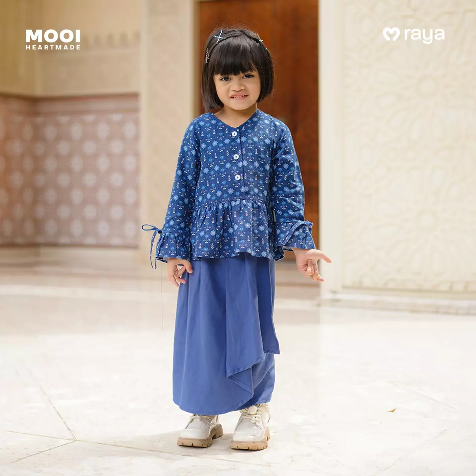 Mooi Setelan Anak Perempuan Raya Collection Hasya Tunic Set - Classic Blue
