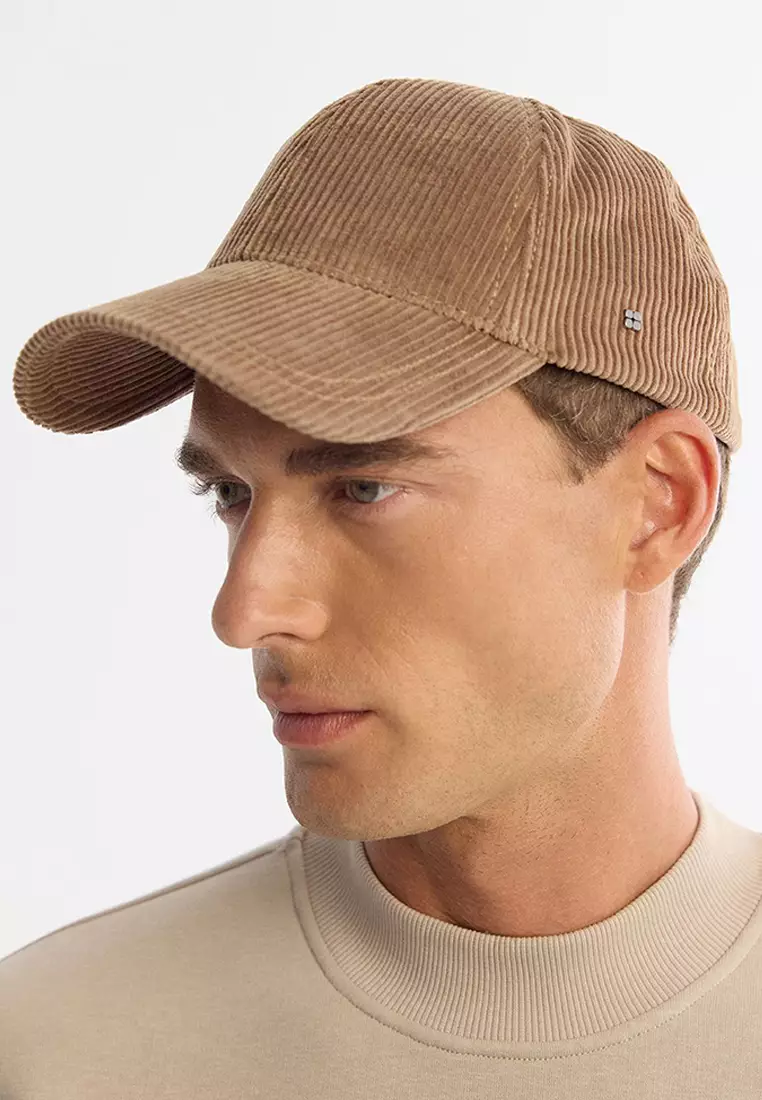 Men's Brown Corduroy 100% Cotton Sports Hat A32Y9203