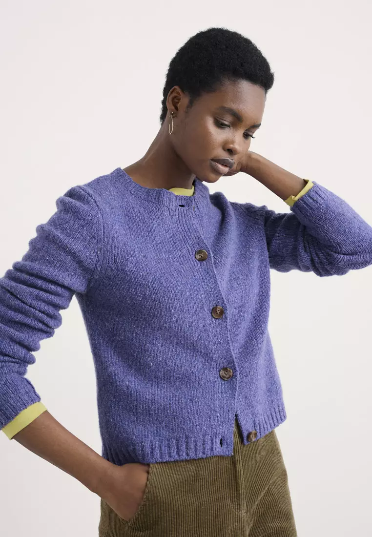 Seasalt Cornwall Purple Dawson Pick Cardigan Merino