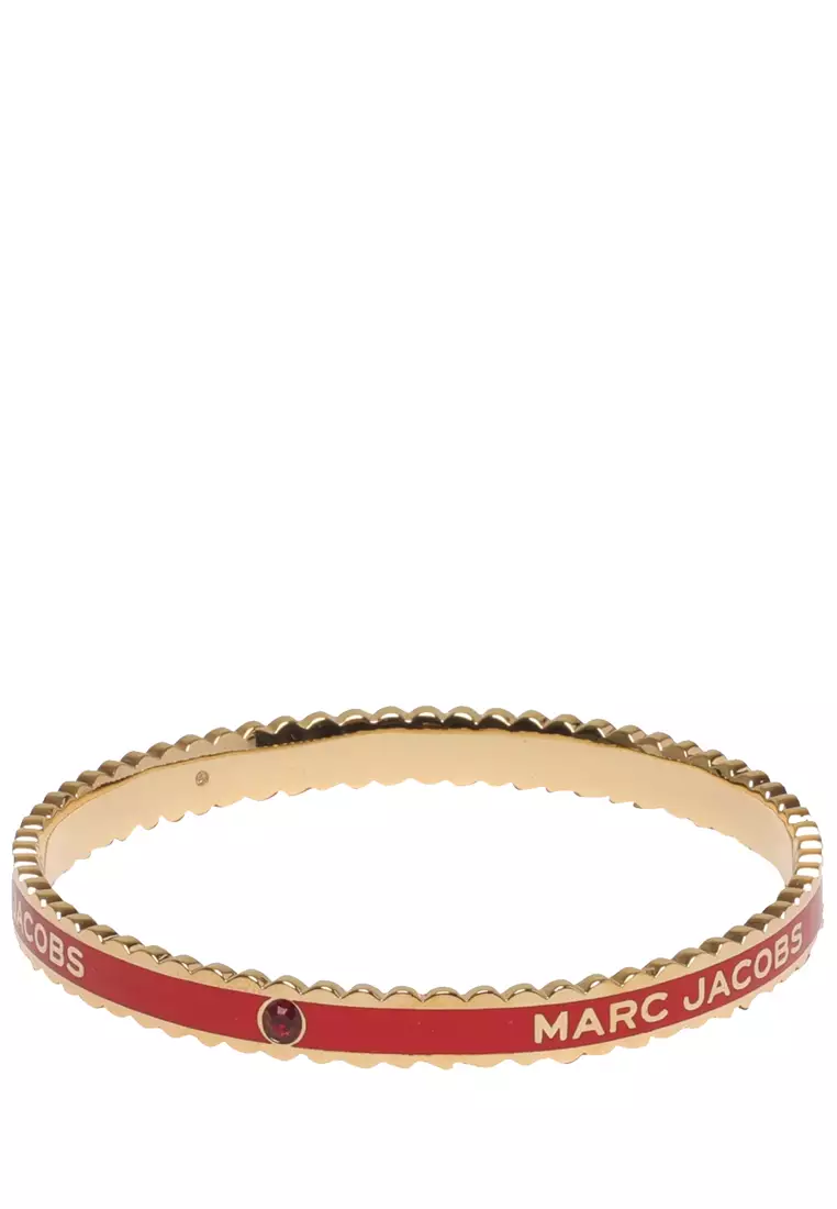 The Medallion Scalloped Bangle Bracelet in True Red/ Gold J103MT7PF22