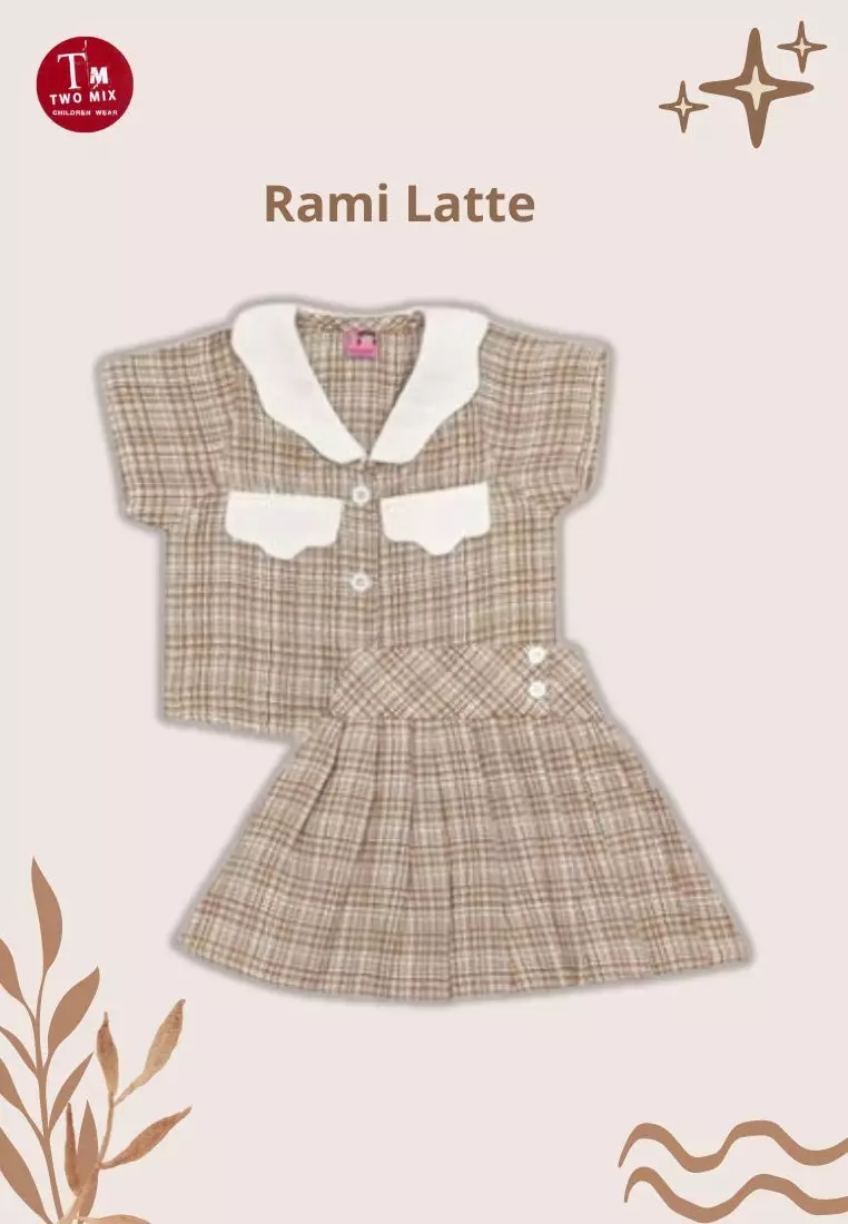 Two Mix - Cloudy Set Setelan Anak Perempuan  - One Set Anak Cewek 1-12 Tahun 4399 Latte