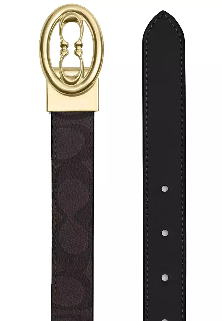 Signature Buckle Cut To Size Belt, 25Mm - Walnut/ Black CZ196