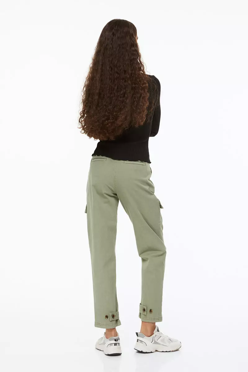 Buy H&M Utility trousers in Khaki green Dusty Light 2024 Online