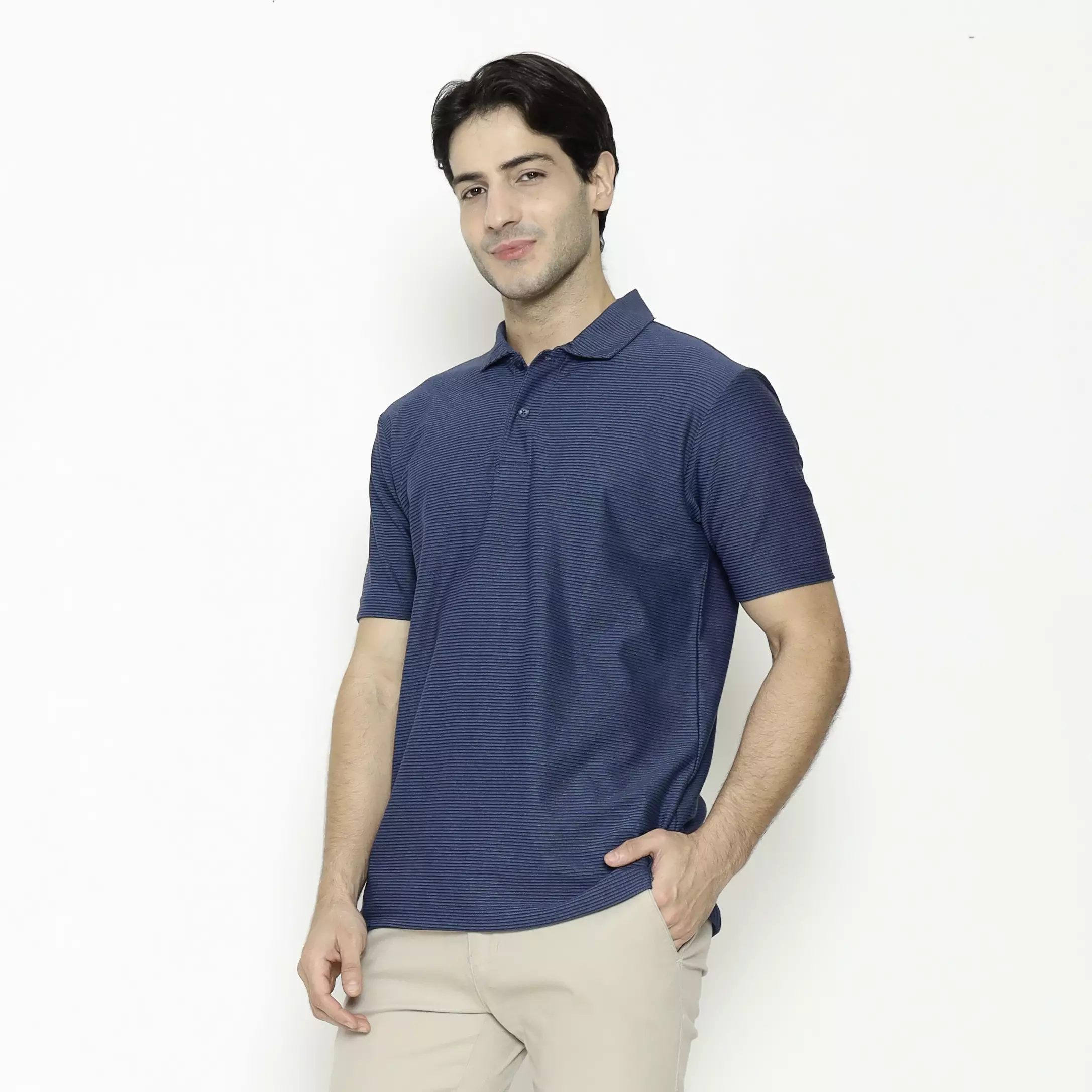 MAGINOT POLO SHIRT COTTON PRIA NAVY STRIPE BLACK