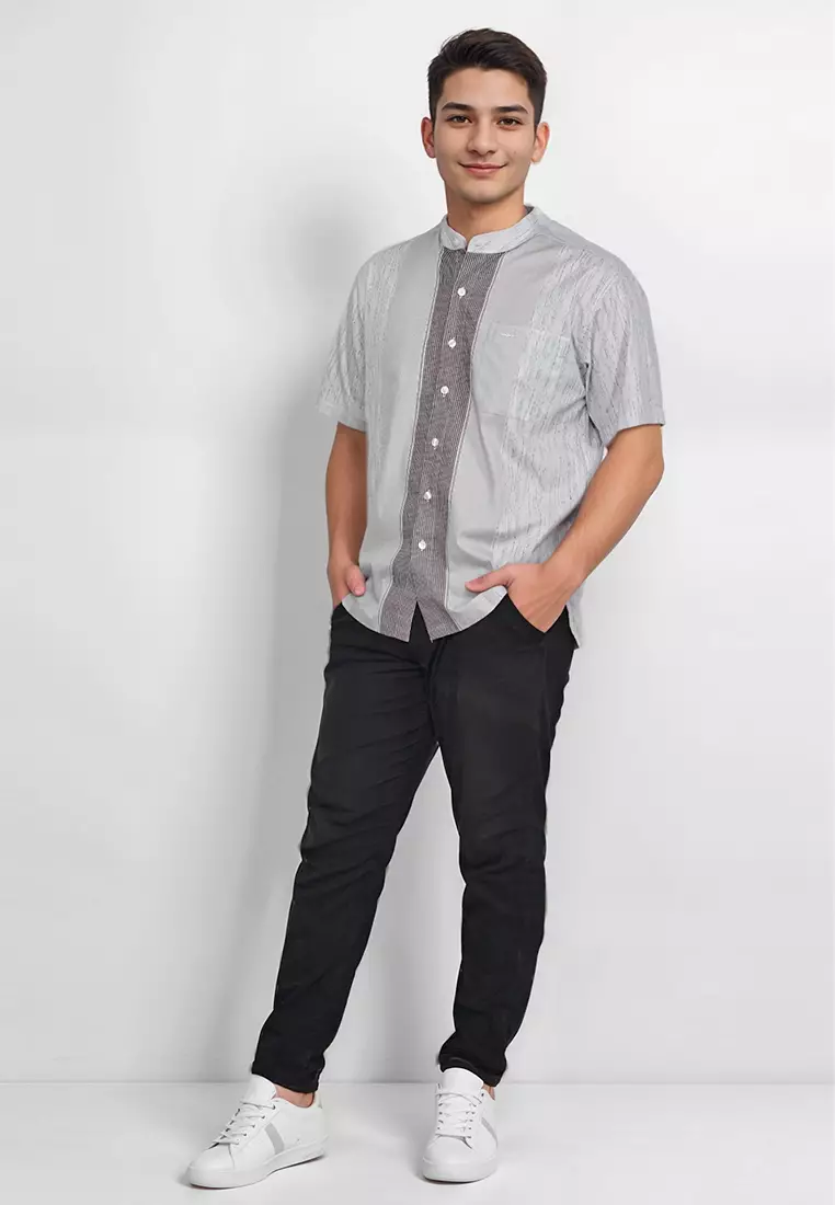 Crocodile KOKO Katun | Lengan Pendek Corak Kontemporer Kemeja | Relax Fit 1167