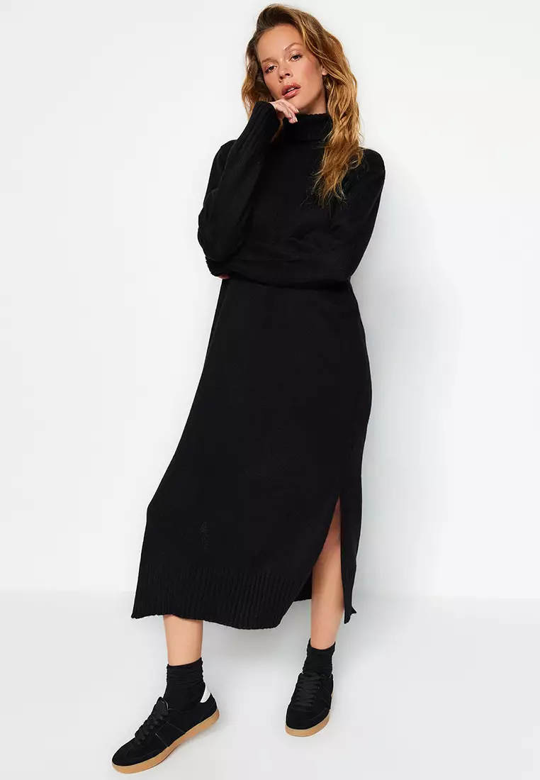 Midi Knitwear Turtleneck Dress