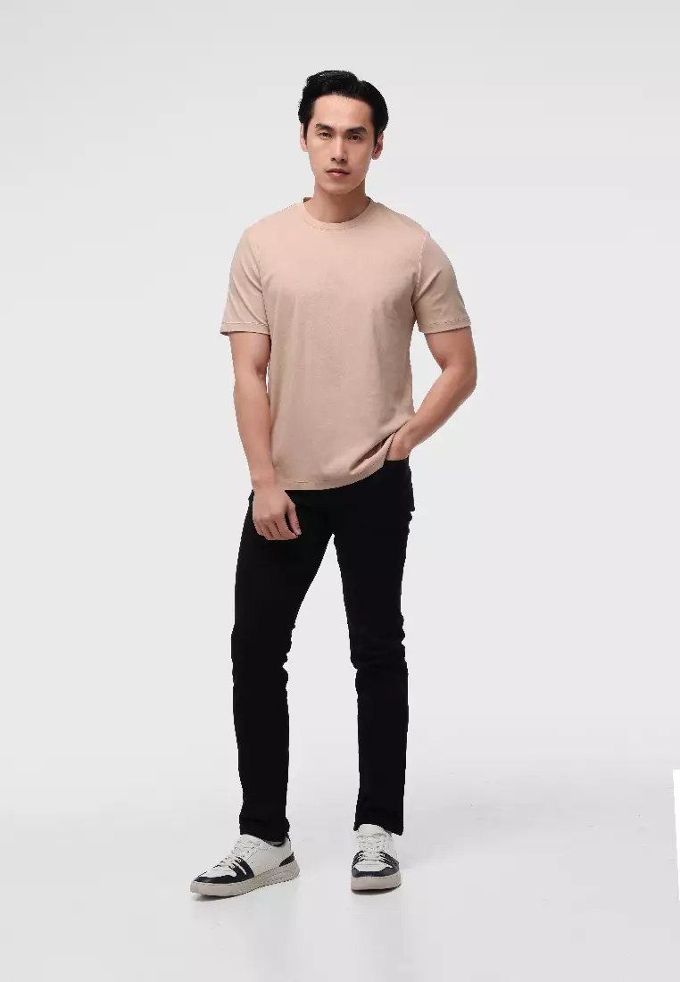 MANZONE - Kaos Jersey Lengan Pendek Pria Bucky Slim Fit - Beige