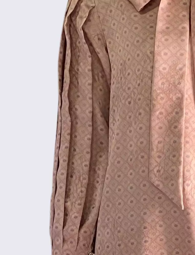 Yasmine Blouse Peach | Tunik Atasan Wanita | Bahan Sateen Jacquard Printed