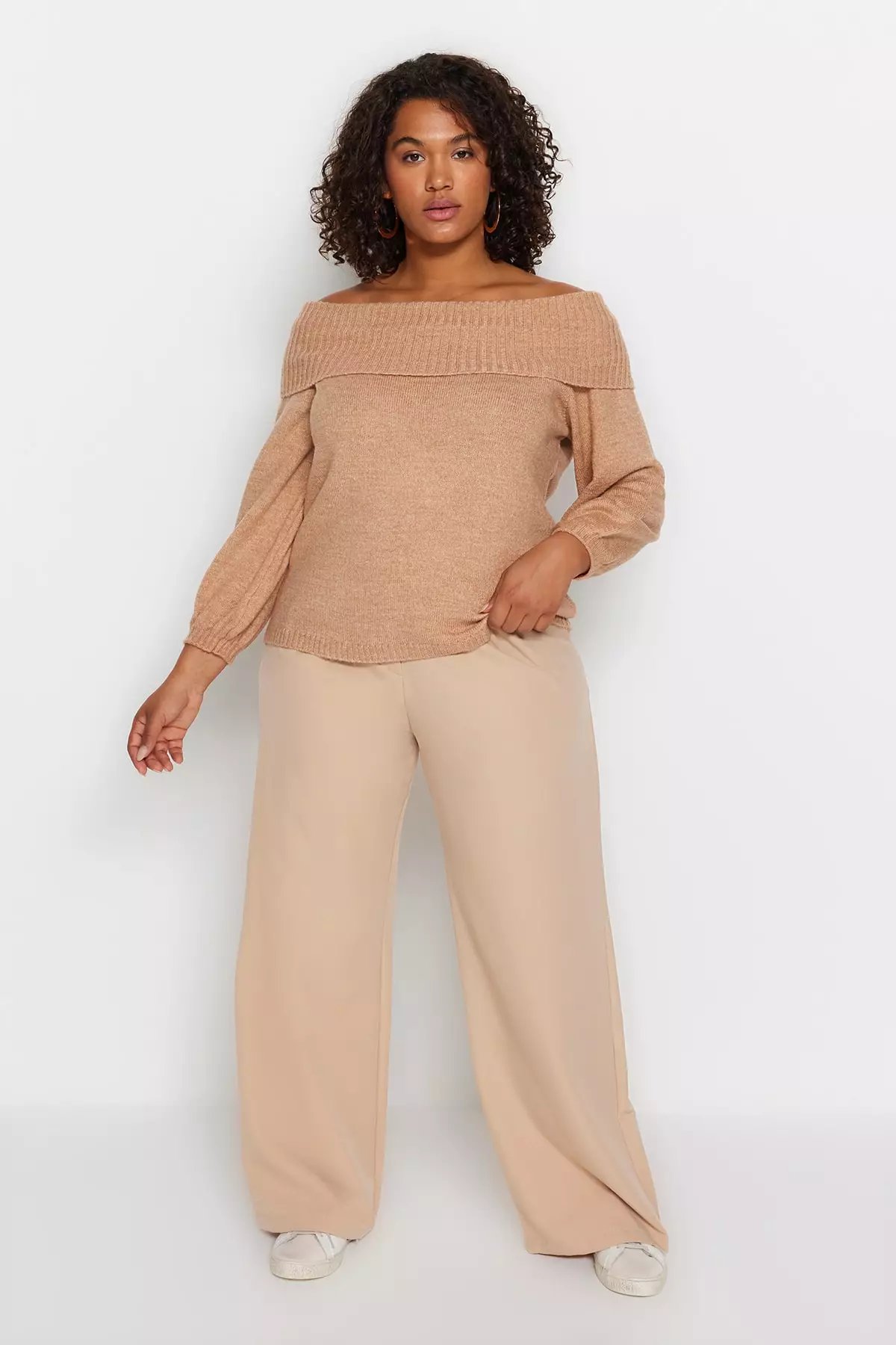 Plus size camel sweater top