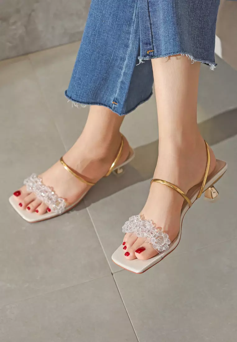 Rhinestone Buckle Mule Heels 8745-3