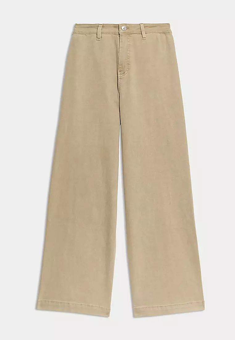 High Waisted Wide Leg Ankle Grazer Jeans