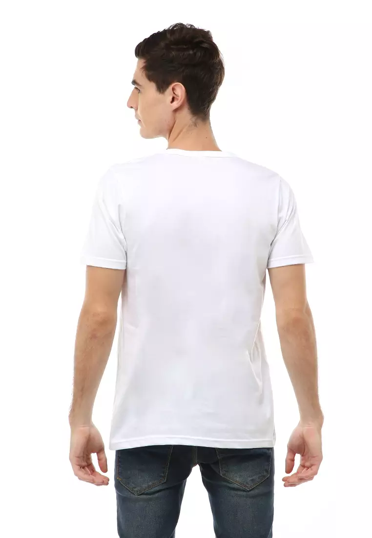 Jack T-Shirt Atasan Kasual Kaos Polos Pria Model Kancing Lengan Pendek Material Cotton ORIGINAL - White