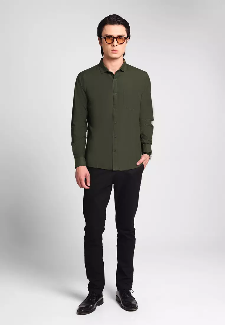Manzone Kemeja Lengan Panjang FOXY- OLIVE