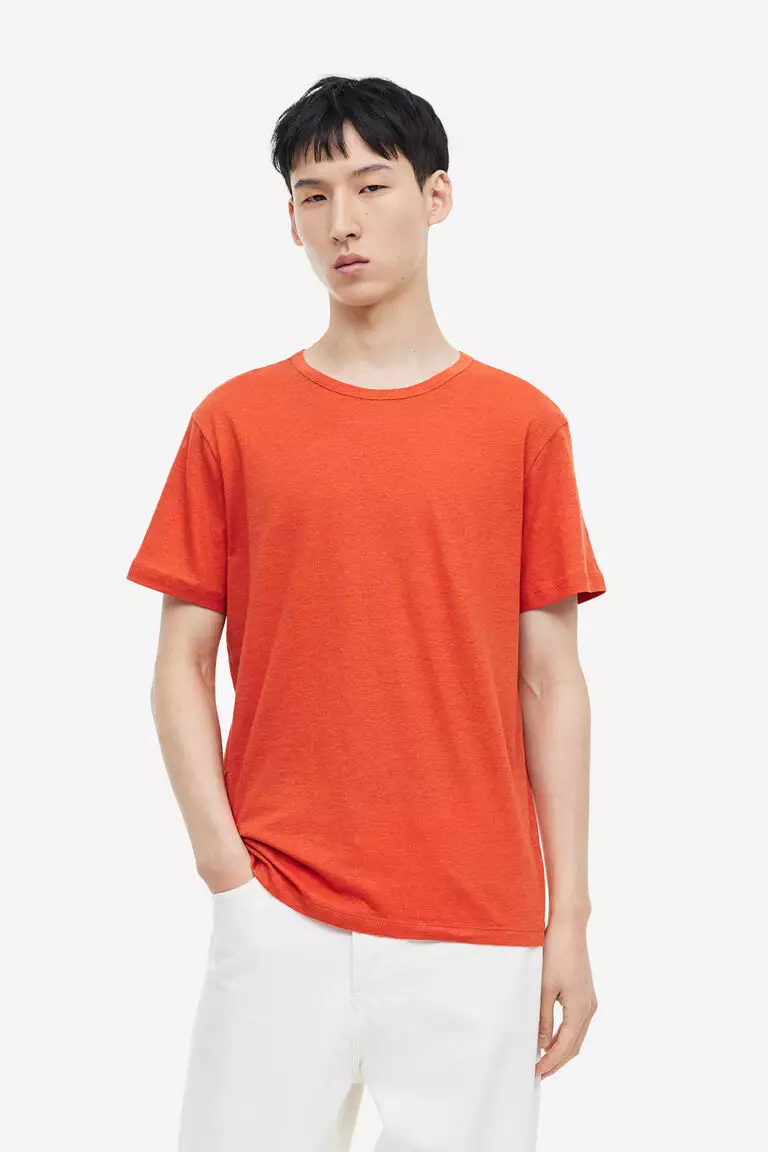 Jual H&M Olive RG Linen Tee Original 2025 | ZALORA Indonesia