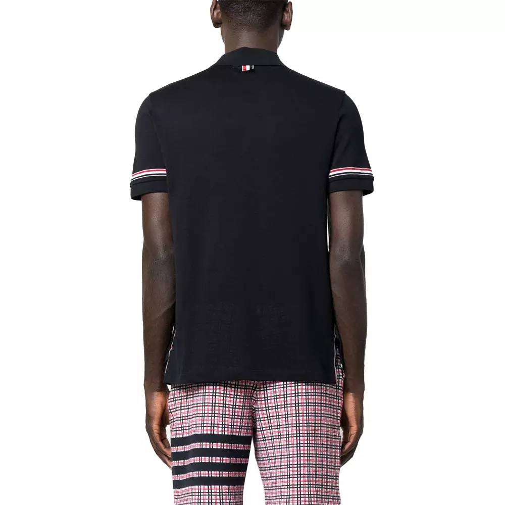 [5.5UPER DEALS] RWB Stripe Lightweight Cotton Polo Shirt Navy