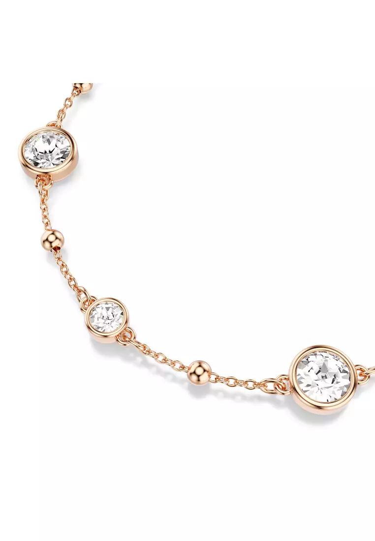Imber bracelet, Round cut, White, Rose gold-tone plated