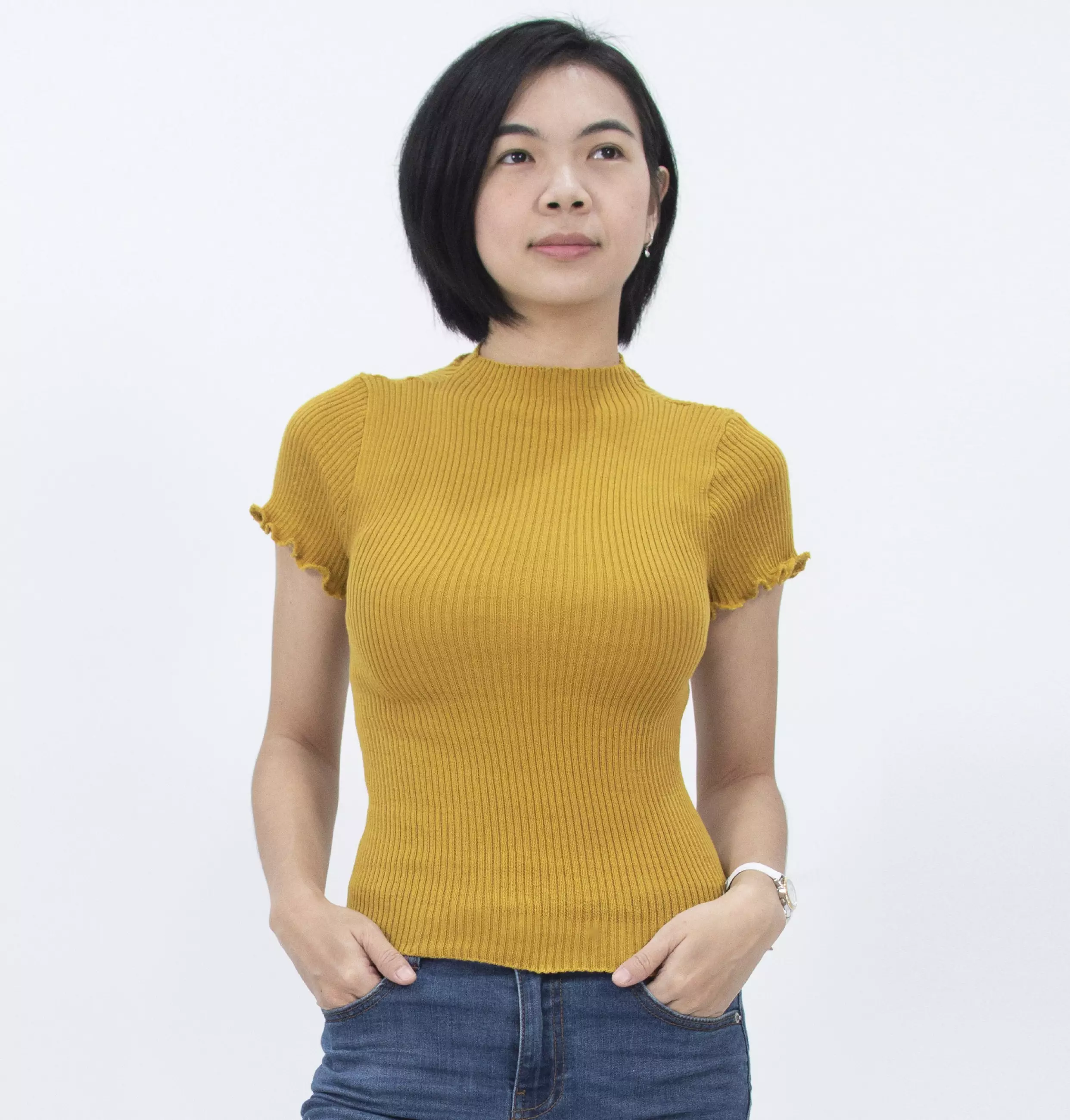Ellen Outer Atasan Baju Rajut Wanita Gaya Fashion Korea Terbaru - KUNING