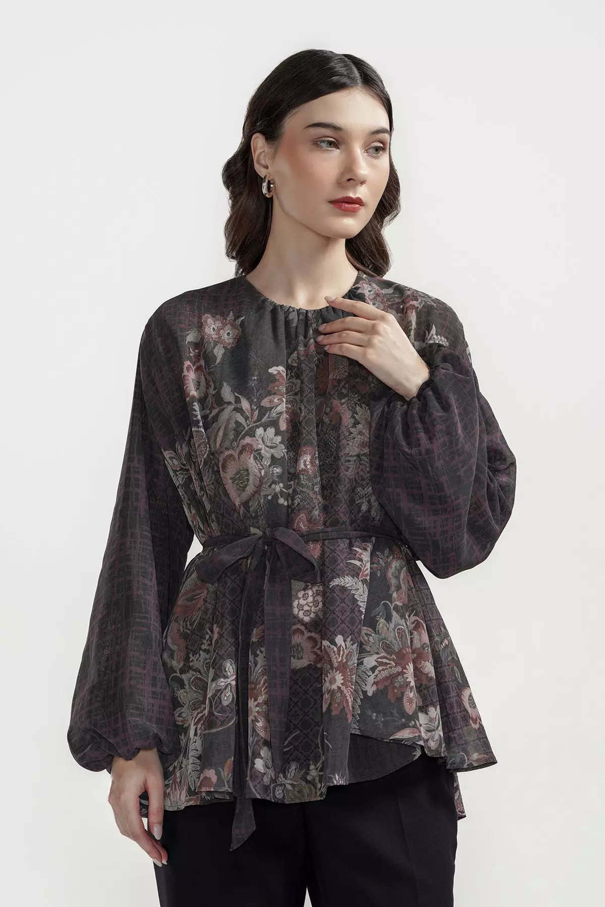 Festive Finesse Sheer Blouse - Black main image 1