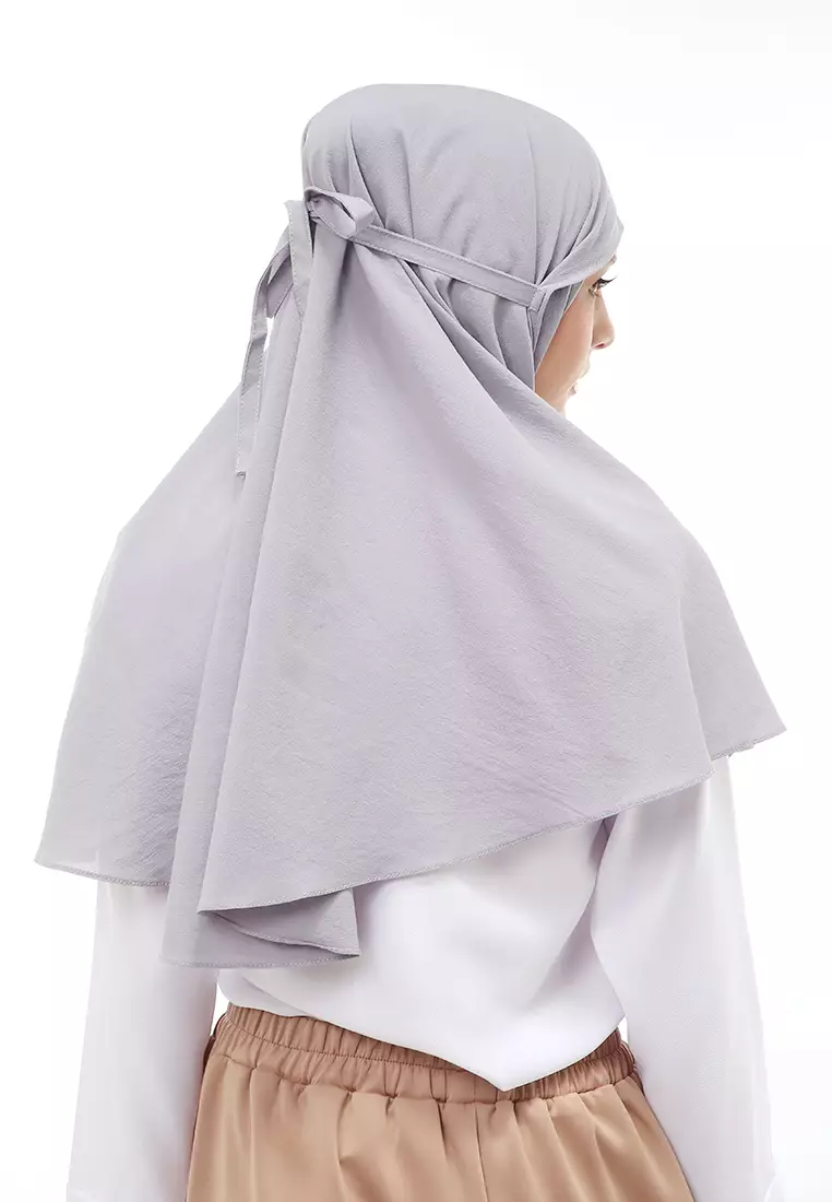 Tamara Jilbab Muslimah Wanita Motif Polos Relaxed Fit - Silver