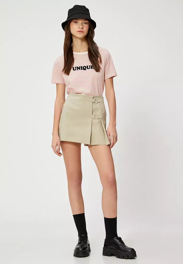 Koton Slogan Printed T-Shirt Short Sleeve Crew Neck Donna