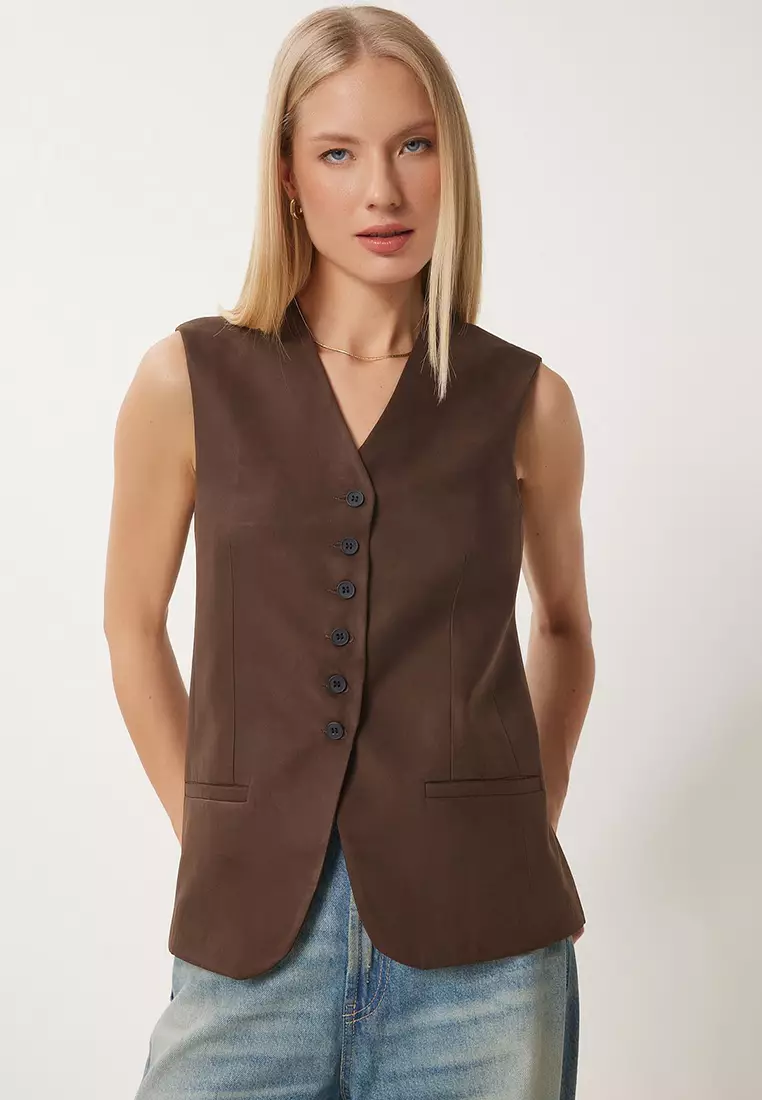 V Neck Nubuck Vest