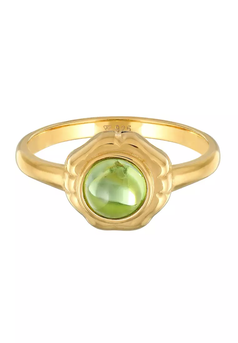 Buy ELLI GERMANY Ring Cabochon Green Classic Peridot Gemstone Gold