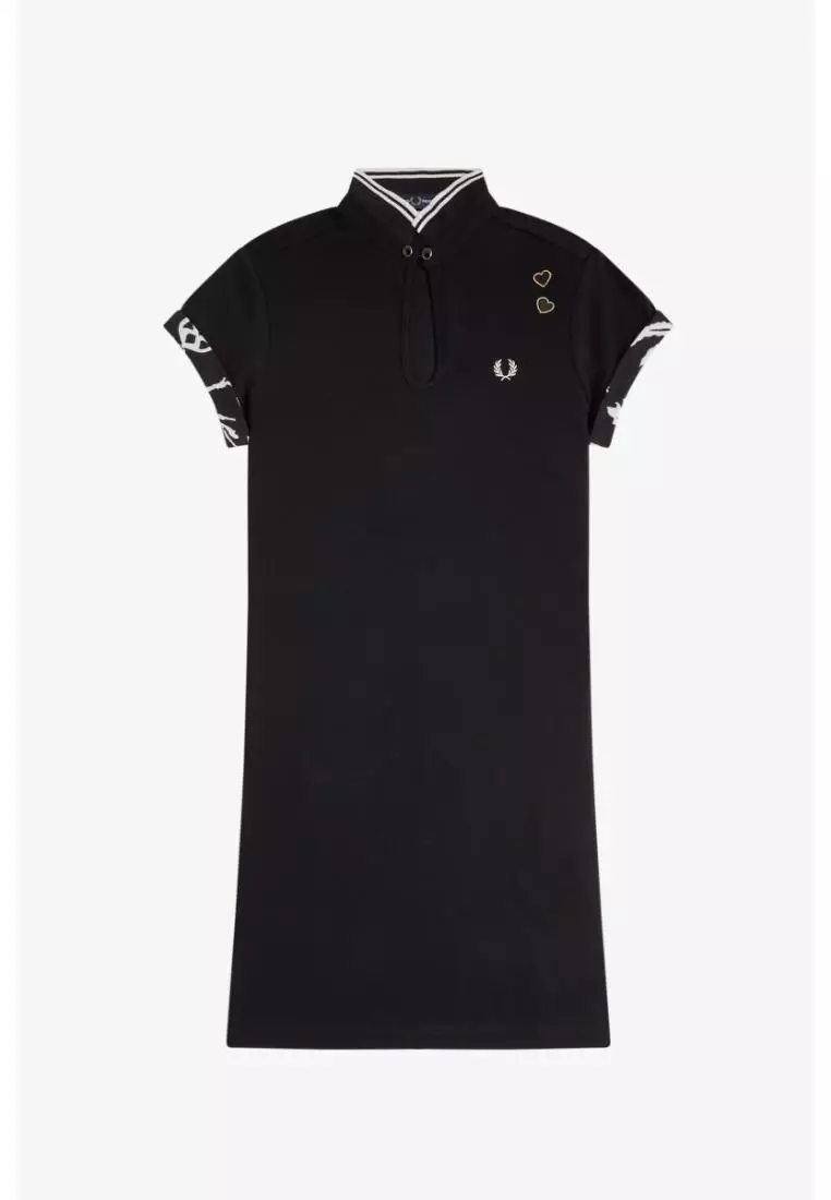 Buy Fred Perry Fred Perry SD9114 Printed Trim Piqué Dress (Black