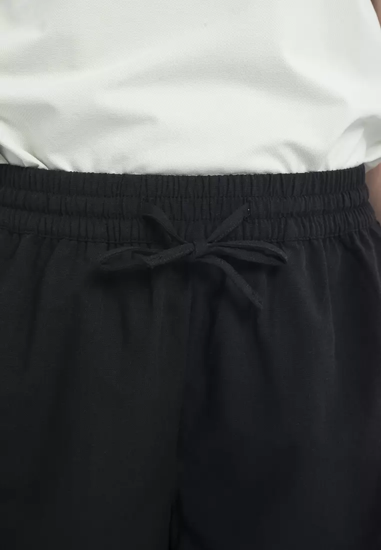 Ladies' Drawstring Pants with Linen Texture