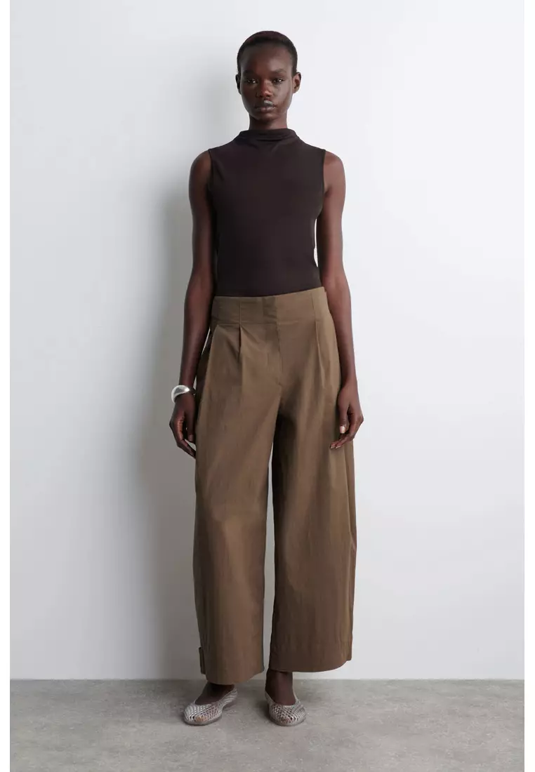 COTTON BARREL-LEG TROUSERS